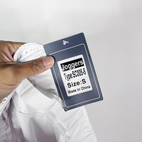 New Womens Small S White Joggers Pants Pockets Sweatpants Drawstring Lounge - Picture 9 of 9